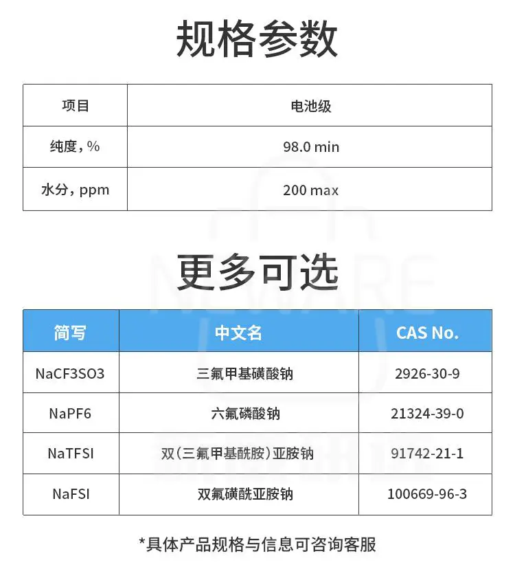 三氟甲基磺酸钠的规格参数